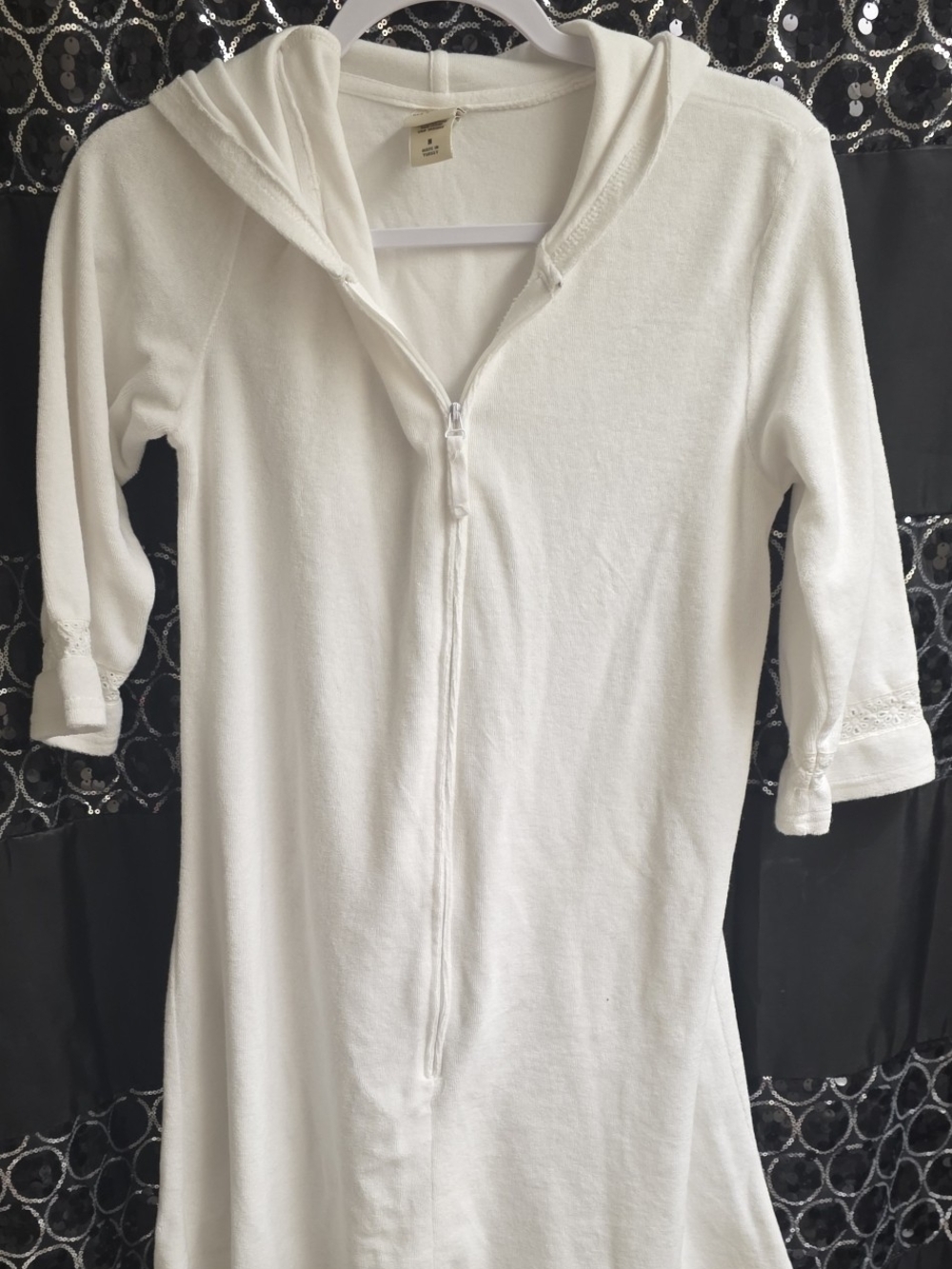 Merona White Hooded Swim Coverup Zip Front